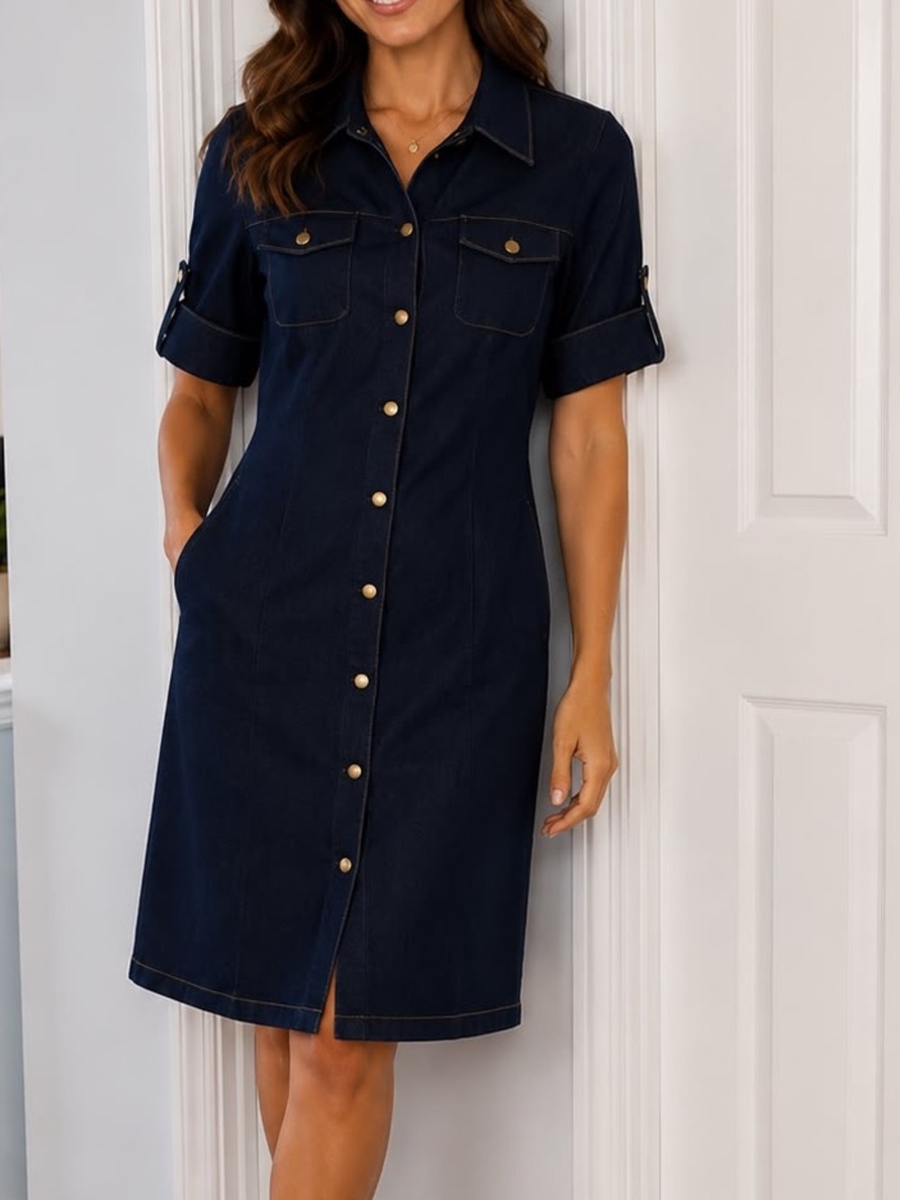 🔥NEW🔥Classy Washable Flattering Denim-Look Dress